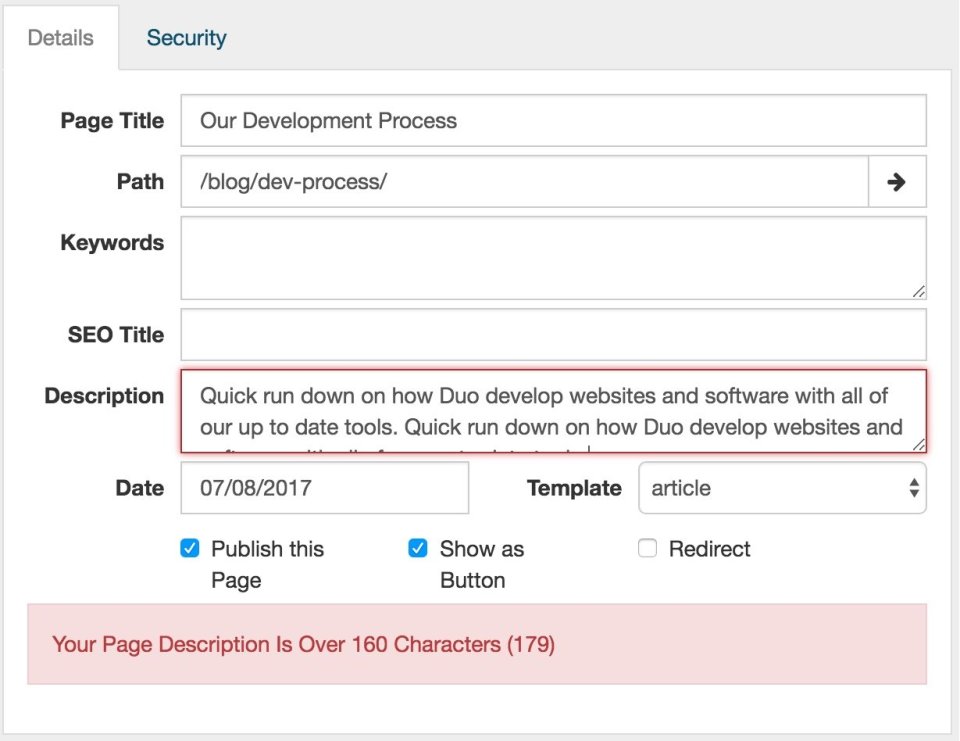 SEO in Page Settings SEO in Page Settings
