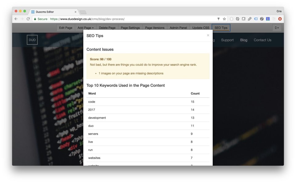 SEO Tip Popover information SEO Tip Popover information